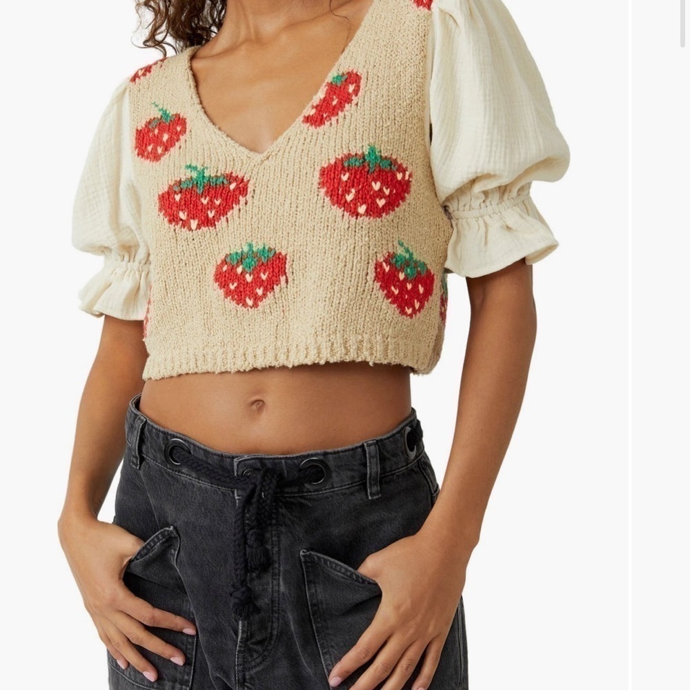 FREE PEOPLE Strawberry Jam Top / Strawberry Dawn Combo Size Small
